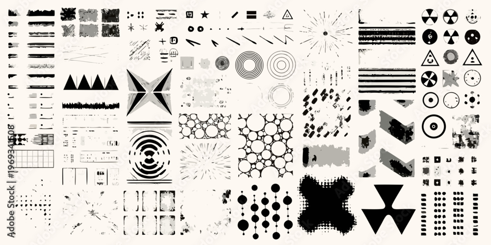 Obraz premium Collection of abstract geometric shapes and brushstroke textures