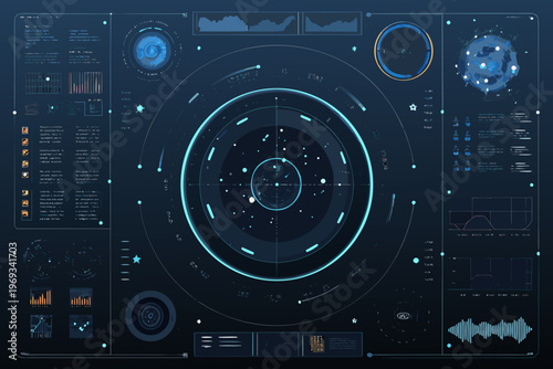 Futuristic interface displaying a galactic core within technical readouts