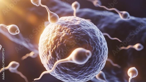 Fertilization of human egg and sperm cells 4k video