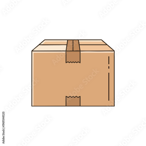 Simple brown cardboard box with taped seams, ready for shipping