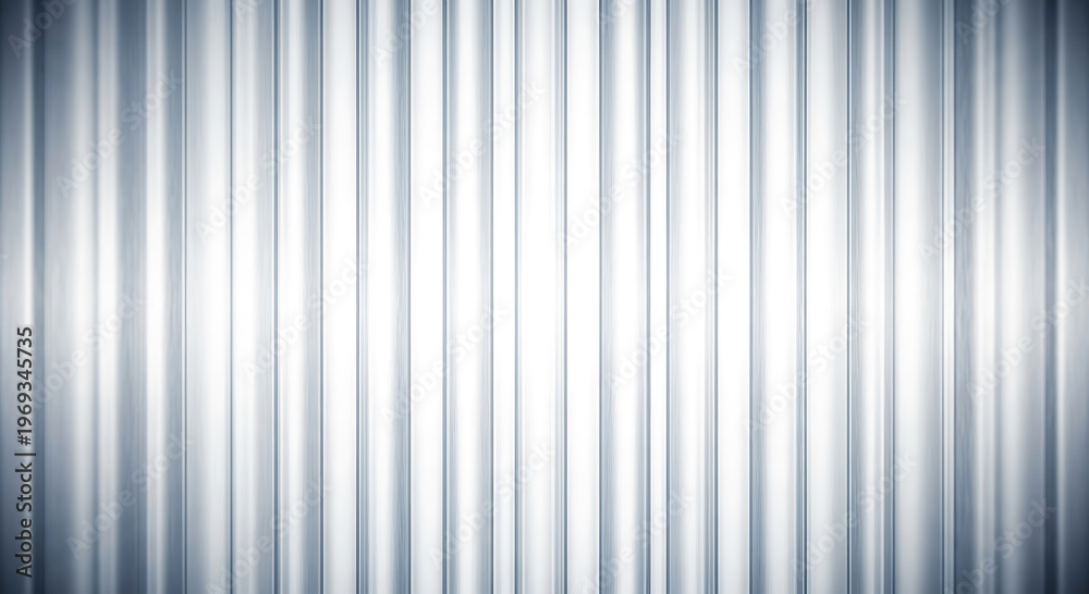 Fototapeta premium Abstract vertical metallic silver lines with bright white center and dark edges background