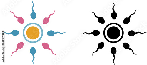 Multicolor Spermatozoa Surrounding Ovum for Conception
