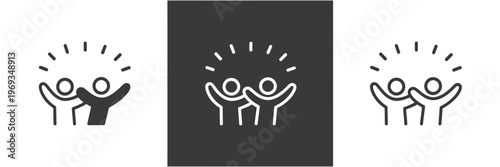 Icons representing teamwork, collaboration, and shared celebration among people.