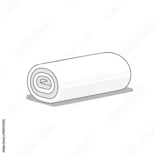 A simple, clean illustration of a white rolled towel with a shadow
