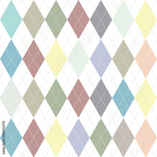 Soft Pastel Argyle Diamond Seamless Pattern
