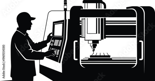 Cnc milling machine operation a skilled technician at work in manufacturing