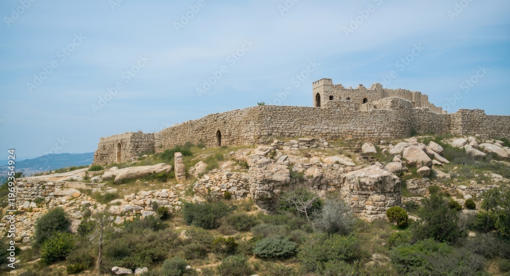 Fototapeta premium Old Defensive Edifice Positioned Above Natural Rock Shelf
