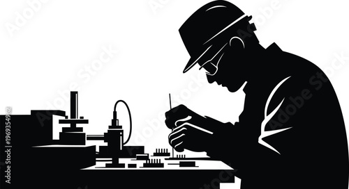 A black and white silhouette of a chess player in deep concentration
