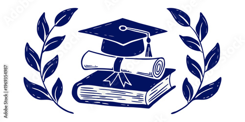 Vector illustration of a set of black and blue feather icons isolated as office stationery equipment for a business desk.