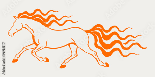 A cute stallion and wild pony are featured in this horse vector illustration, showcasing a silhouette art design of farm animals and nature isolated for a creative winter drawing.