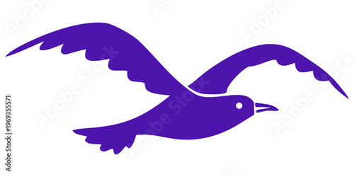 Isolated blue vector illustration of a peaceful dove and flying bird silhouette with an eagle symbol and marine wildlife like a shark or dolphin swimming in the white ocean water.