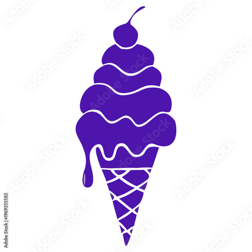 A delicious ice cream cone vector illustration featuring sweet chocolate, vanilla, and strawberry flavors in a crispy wafer for a tasty summer frozen dessert snack.