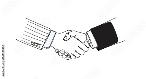 Business handshake in line art   agreement and partnership with body part