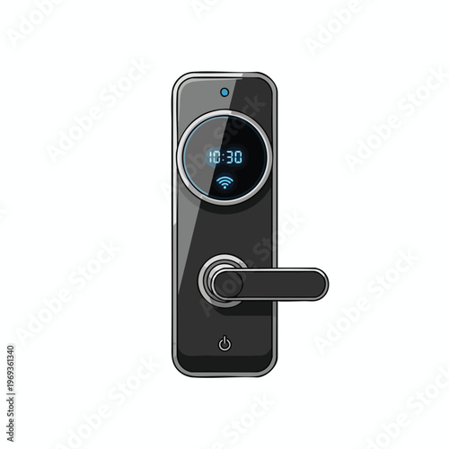 Sleek smart lock with digital display showing time and wifi signal