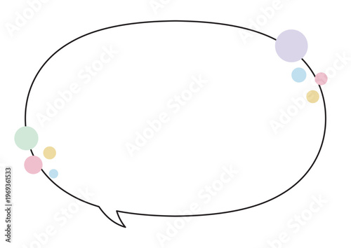 水玉装飾の楕円吹き出し 内向きしっぽ