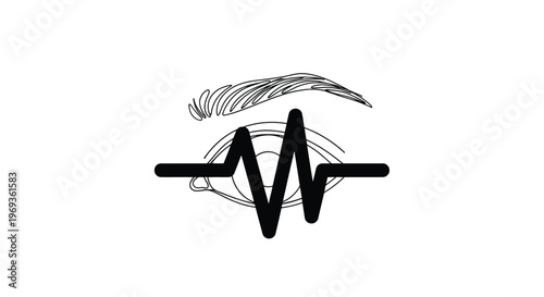 Eye with ekg line   concept of health, life, or vision monitoring, line art