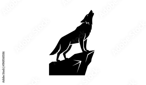 Minimalist howling wolf silhouette vector illustration isolated on white background modern wildlife concept