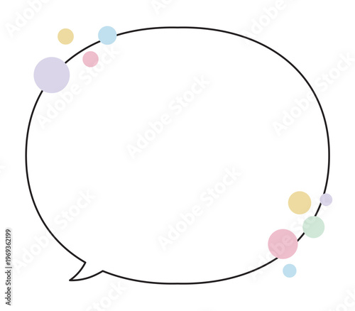 水玉装飾の丸型吹き出し 外向きしっぽ