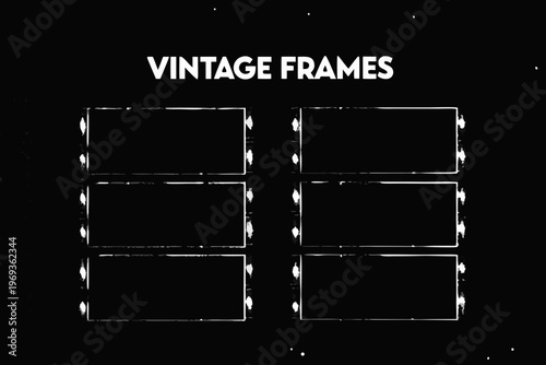 Vintage film frames arranged on a black background creating a graphic design