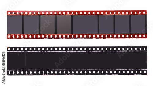 Two strips of negative film on a white background