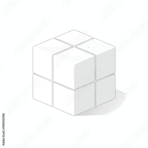 A monochromatic 3x3 cube, viewed from an isometric perspective, with subtle shading