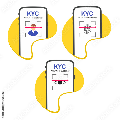 KYC Verification Concept, Know Your Customer Identity Check, Biometric Authentication and Digital Security