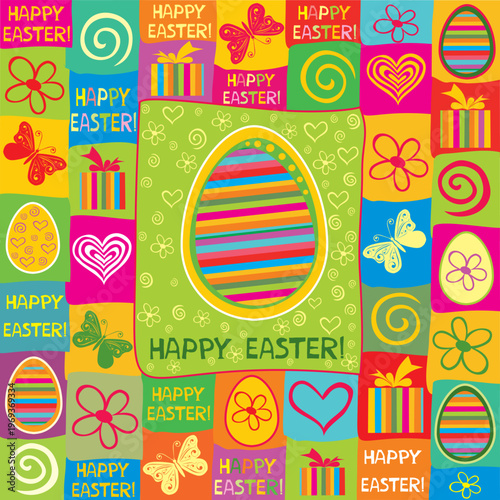 Happy Easter Card. Easter egg. Picture for poster, invitation, postcard or background. Vector Illustration 