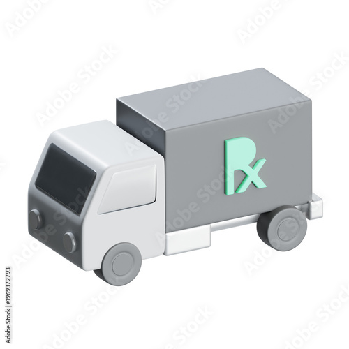 3D Pharmacy Delivery Truck Medical Logistics Healthcare Transport Icon