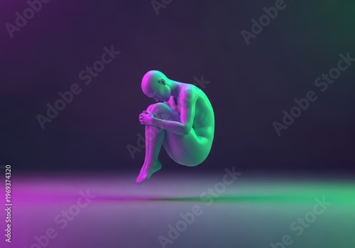 Deep conceptual absorption in a vast, featureless void, representing intense mental focus and immersion in thought, absorption, mental, journey
