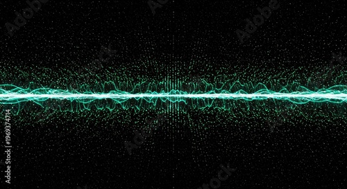 Dynamic abstract pattern showing electronic data visualization. Futuristic background with glowing energy lines and rhythmic signal movement, background, dark, graphic