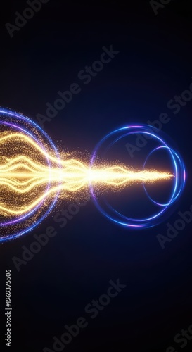 Ethereal digital visualization displaying a vibrant, flowing stream of pure golden light and energetic, cosmic radiance, purity, cosmic, yellow