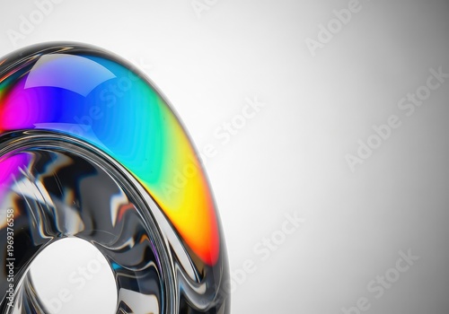 Minimalist abstract composition featuring smooth, transparent material reflecting bright light, conveying precision and intellectual insight, insight, space, understanding