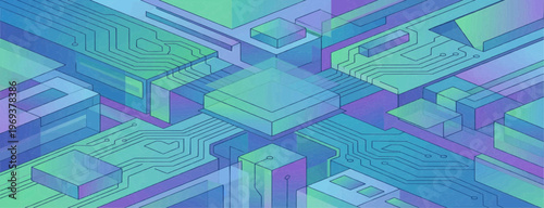 Abstract 3D circuit board background.