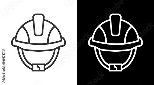 Helmet White Icon Set Vector 