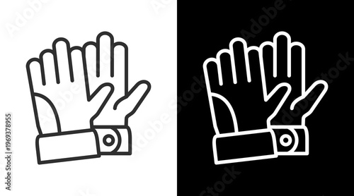 Glove White Icon Set Vector 