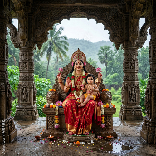 Goddess figure holding a sm...