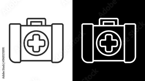 First Aid White Icon Set Vector 