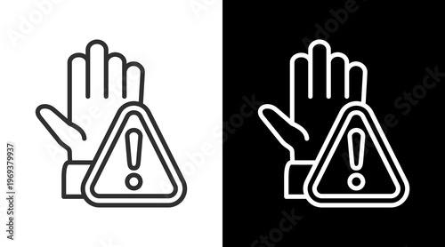 Prevention White Icon Set Vector 