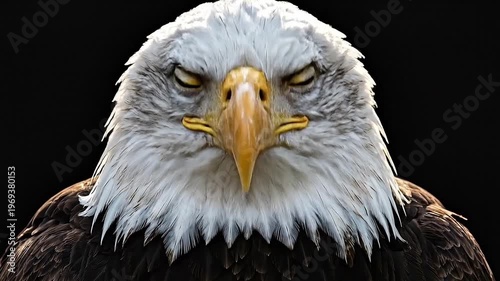 Fierce Bald Eagle Portrait on Black Background