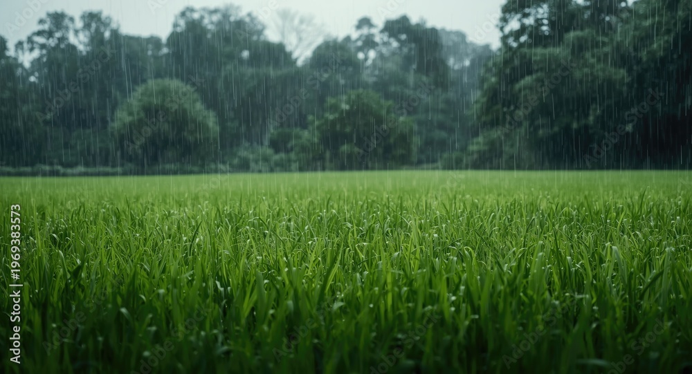 Fototapeta premium Green countryside water sustainability achieved through effective rainwater harvesting