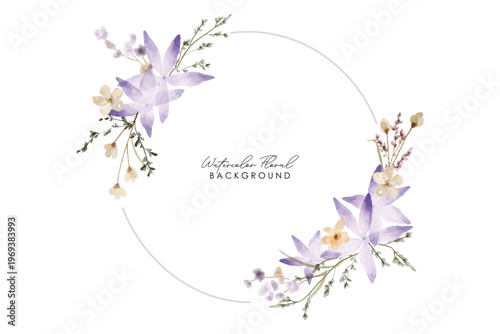 Watercolor colorful floral pattern with flowers and leaves