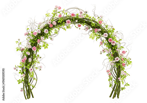 Elegant floral archway decoration with wisteria and roses