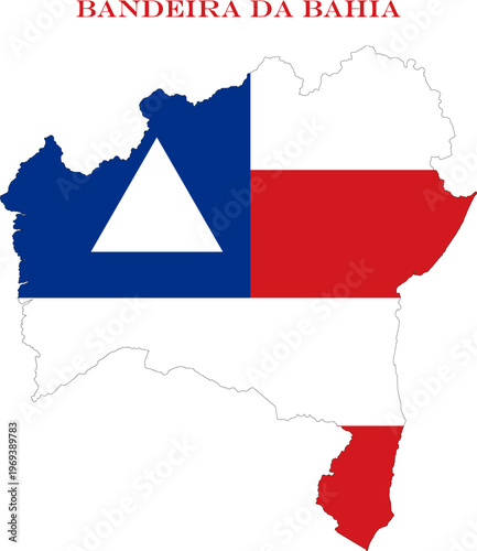 Bahia Map Flag Brazil State Vector Outline with Triangle Emblem