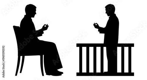 Two individuals engaged on mobile devices in contrasting settings Vector, illustration