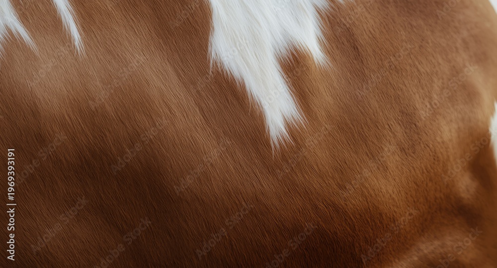 Fototapeta premium Zoomed image of brown and white cow fur surface
