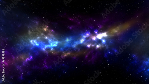 Starfield. Space abstract background with nebula and shining stars. The infinite universe and starry night. Colorful milky way with the cosmos particle and the stardust. Mystic colorful galaxy