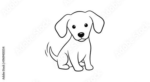 An adorable beagle dog vector illustration and cute puppy cartoon sitting isolated on a white background as a purebred domestic pet animal