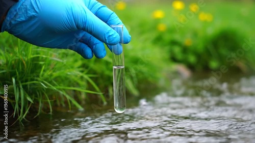 Water sample test outdoors.