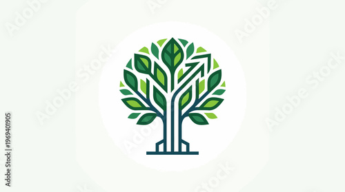 Growth Concept Tree Logo with Arrow Business and Nature