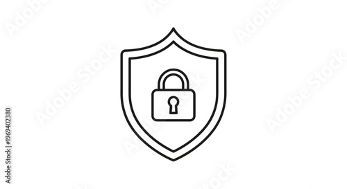 3D vector illustration of a secure shield with a padlock and key icon as an internet safety symbol for business computer login protection and web password access